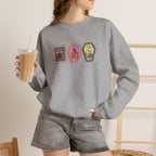 Cute Halloween Spooky Stamps with Cat, Jack-O-Lanter, Skeleton, Gildan Unisex Heavy Blend™ Crewneck Sweatshirt