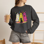 Preppy, Girly, Cute Halloween Ghosts with Cats, Gildan Unisex Heavy Blend™ Crewneck Sweatshirt