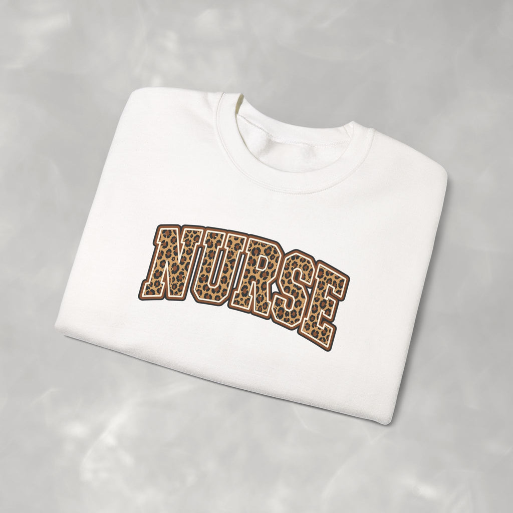 Leopard Print Varsity Nurse Gildan Unisex Heavy Blend™ Crewneck Sweatshirt