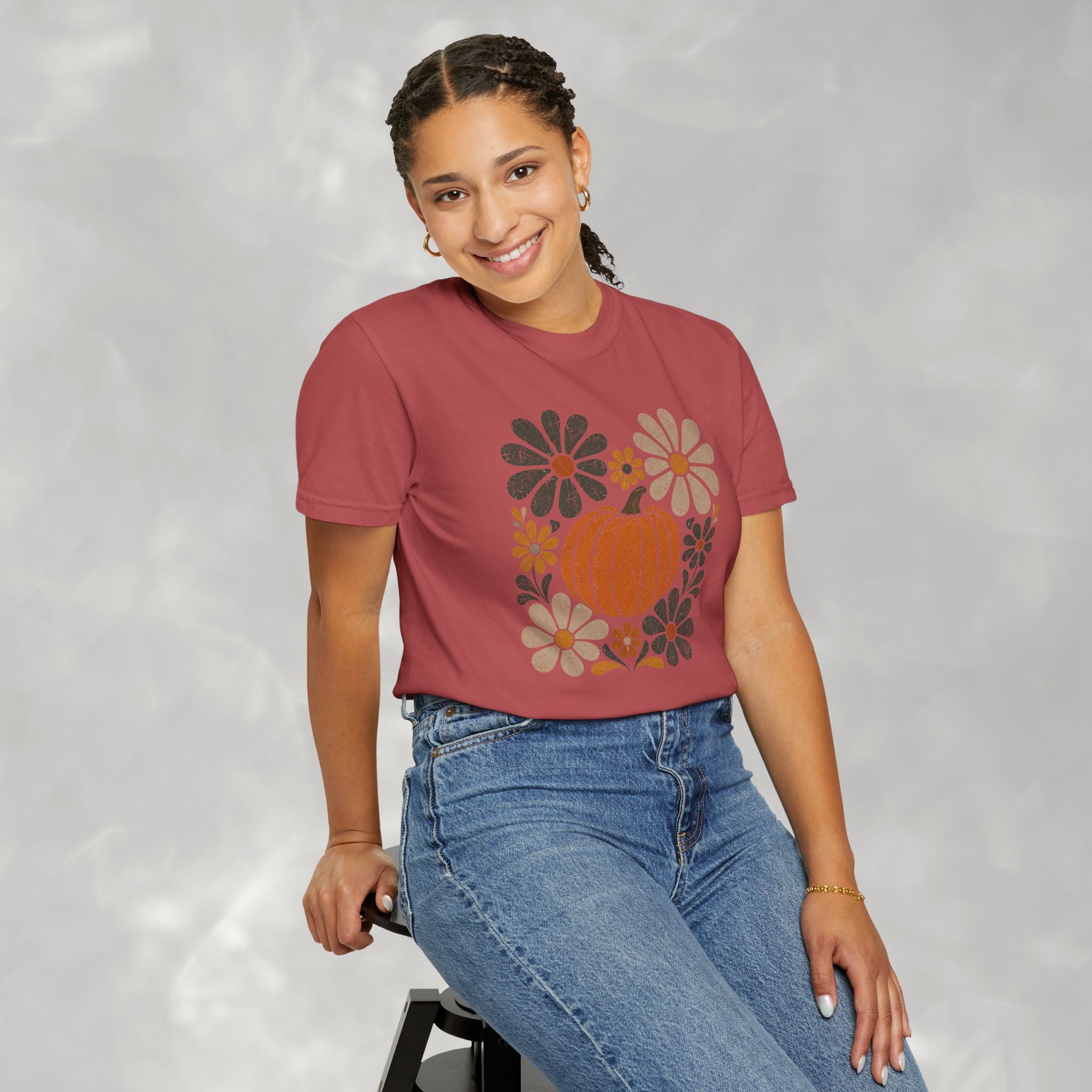 Retro Fall, Autumn Pumpkin Comfort Colors Tee