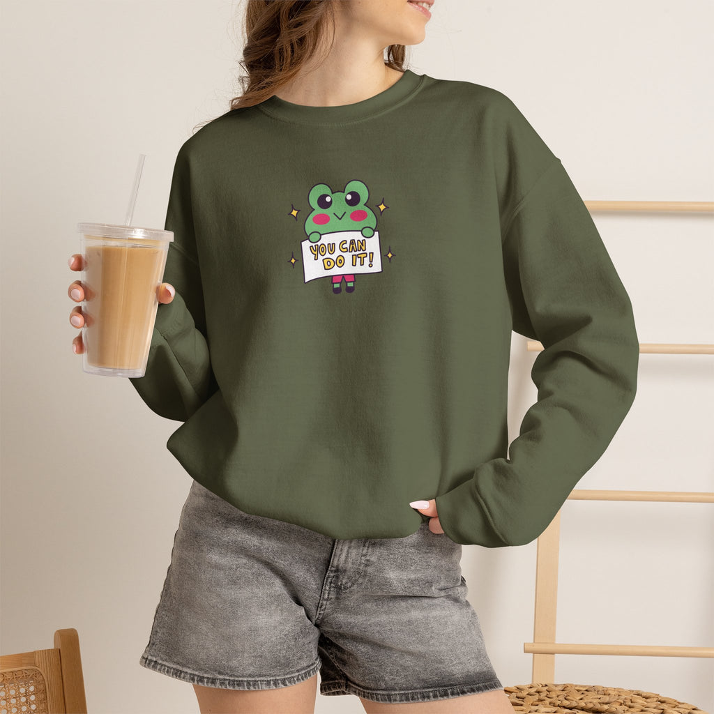 You Can Do It, Cute Motivational Frog Unisex Heavy Blend™ Crewneck Sweatshirt for OT, PT, Speech Therapist