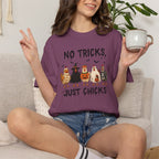 No Tricks Just Chicks, Funny Halloween Chickens in Costumes, Comfort Colors Tee