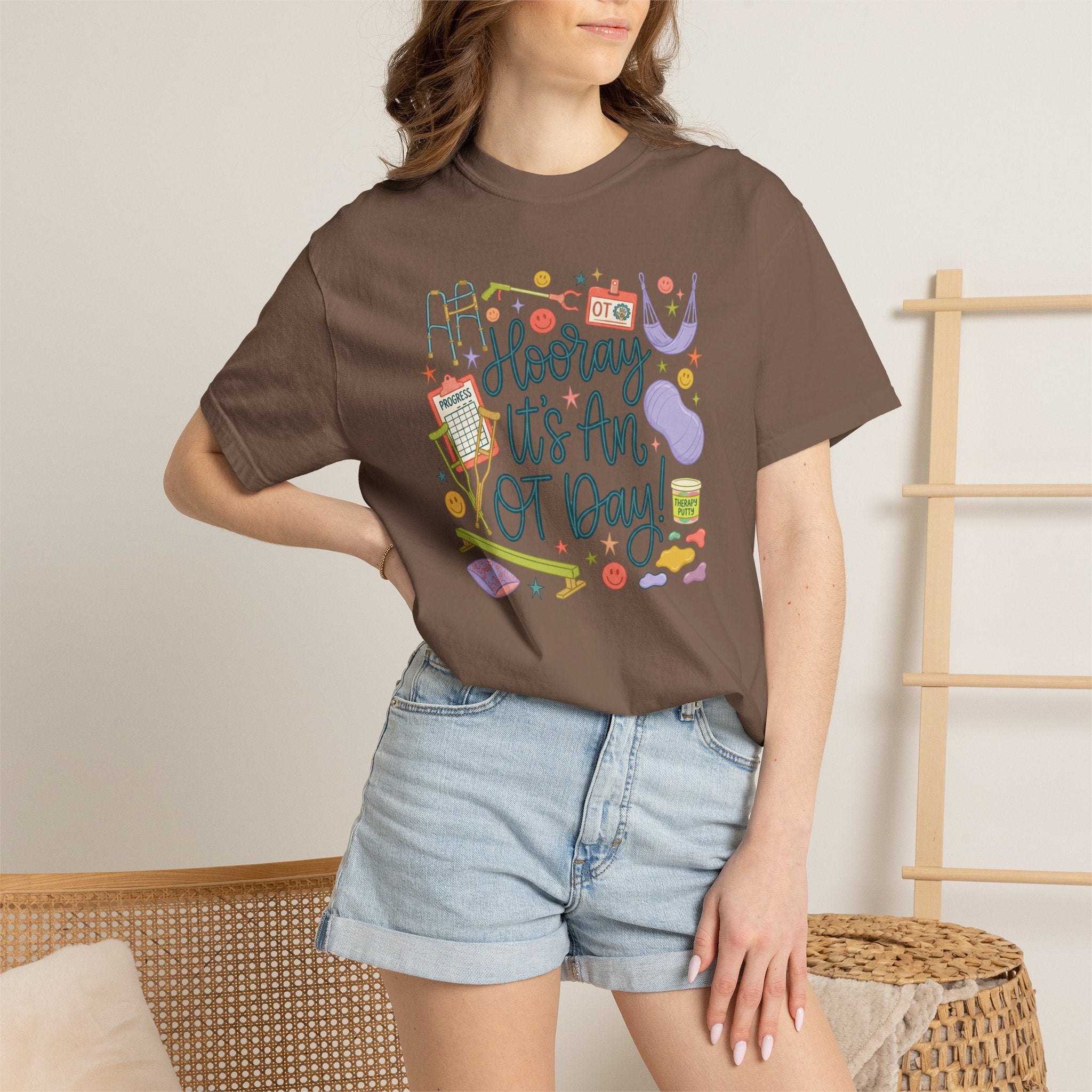 Hooray It's an OT Day, Cute, Playful, Pediatric Occupational Therapy, OTR, COTA Comfort Colors Tee