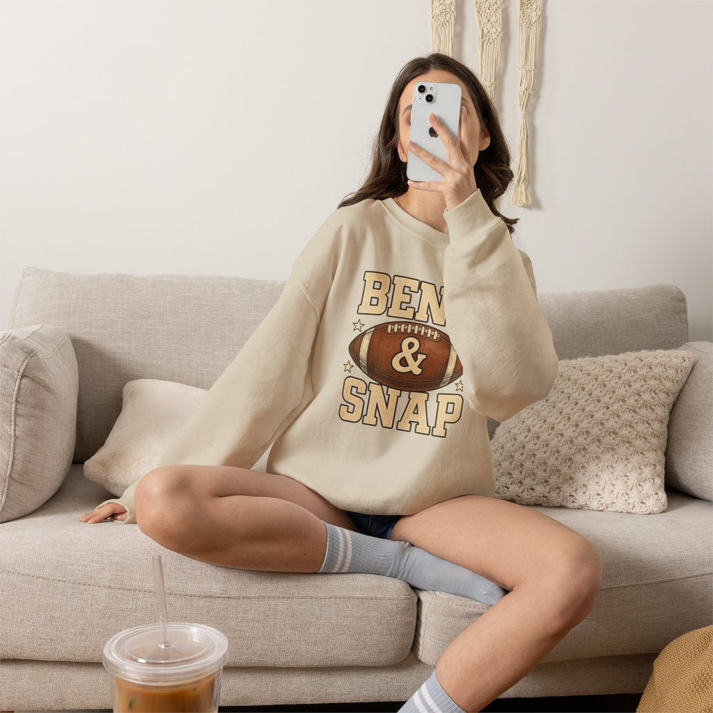 Funny Bend and Snap Football Gildan Heavy Blend Crewneck Sweatshirt for Women