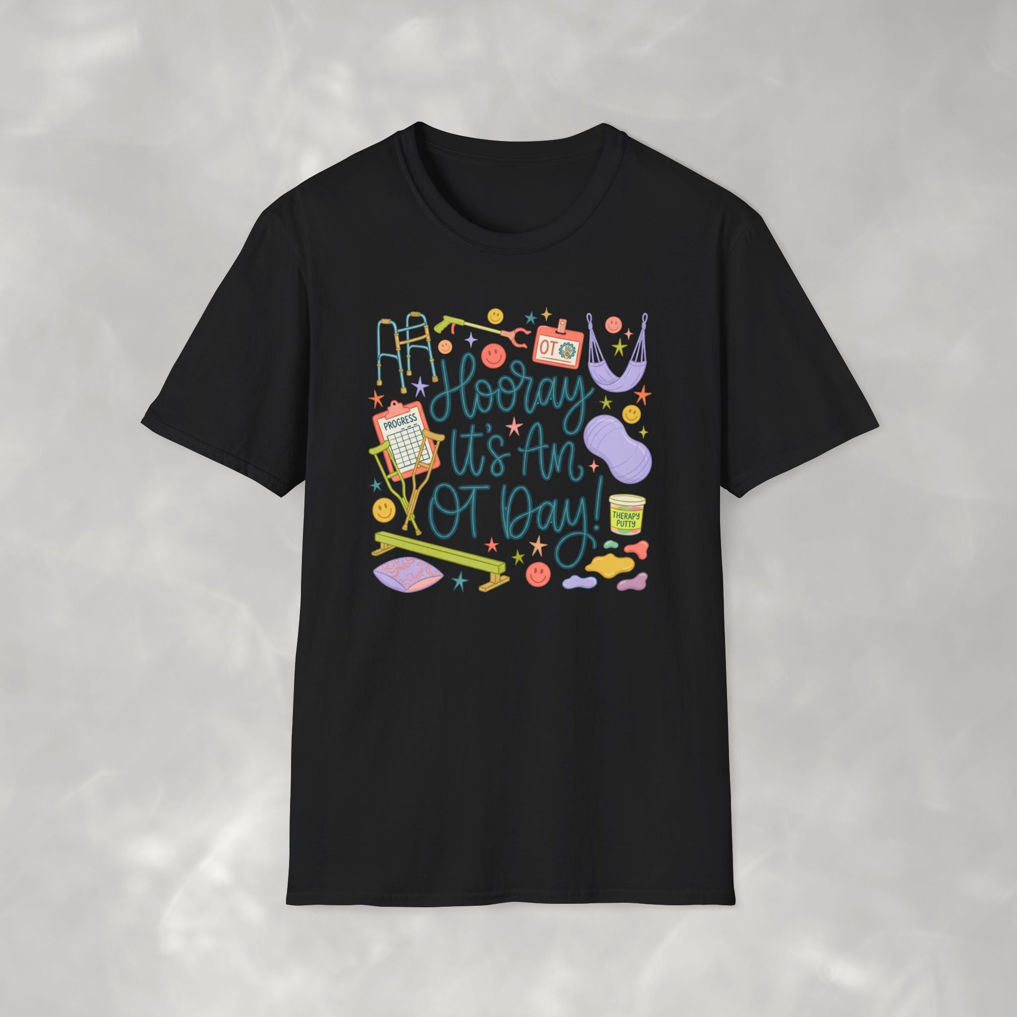 Hooray It's an OT Day, Cute, Playful, Pediatric Occupational Therapy, OTR, COTA Gildan Unisex Softstyle T-Shirt