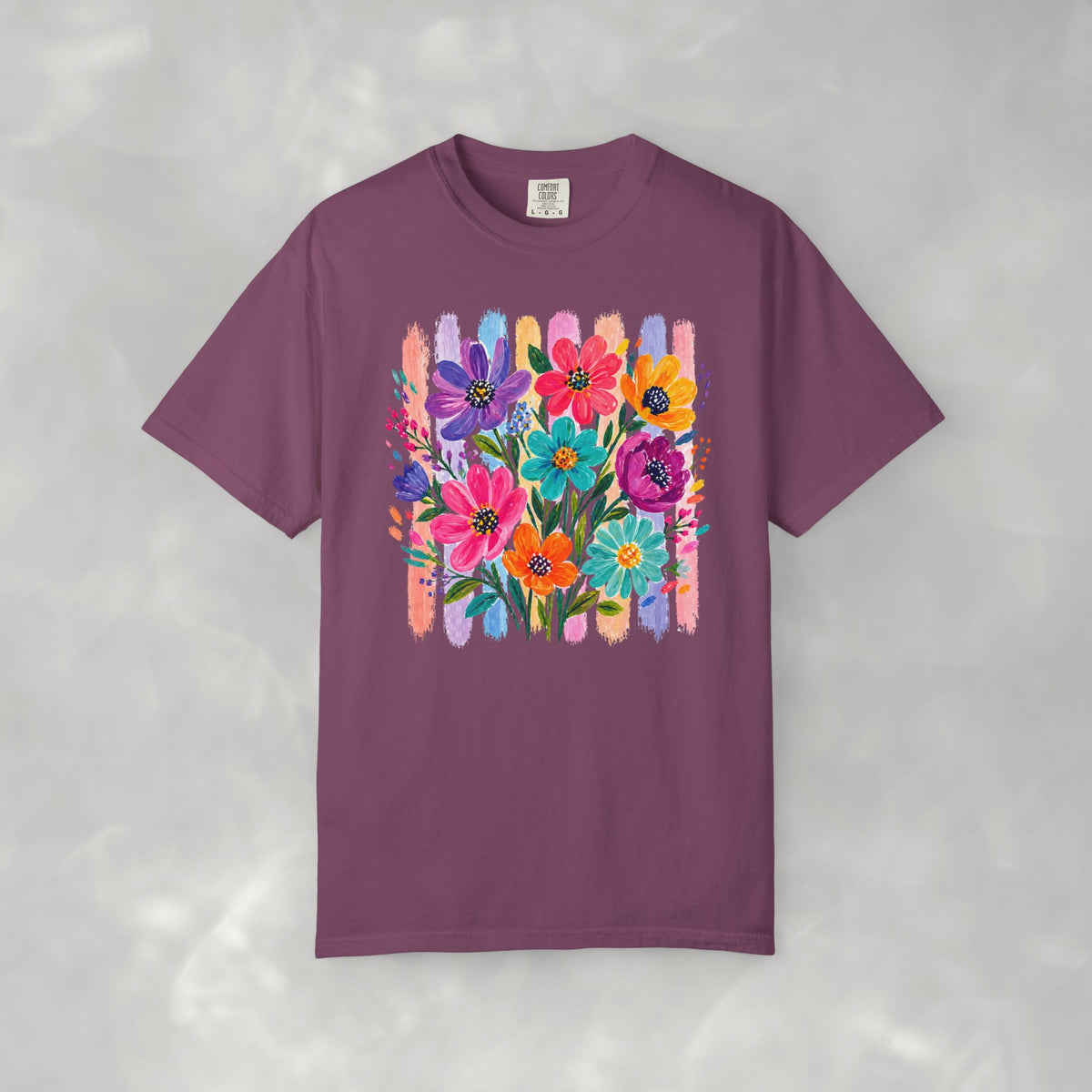 Boho Floral Stripes Comfort Colors Tee
