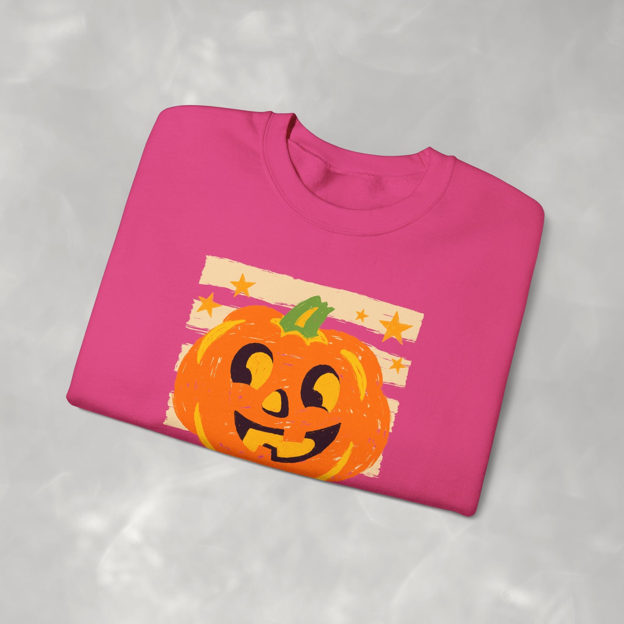 Happy Jack-O-Lantern, Striped Halloween Unisex Heavy Blend™ Crewneck Sweatshirt