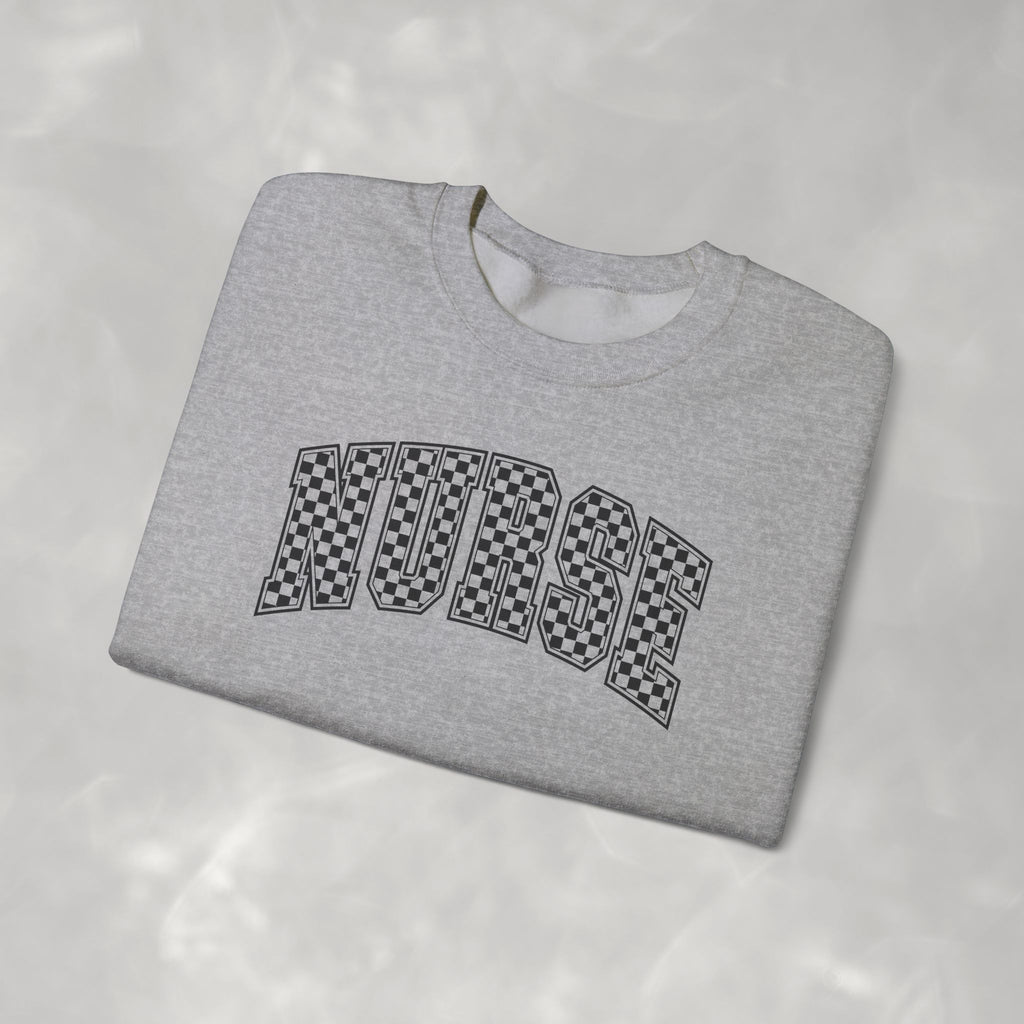 Nurse Checkered Gildan Unisex Heavy Blend™ Crewneck Sweatshirt for RN, LPN, GN, Nursing Students