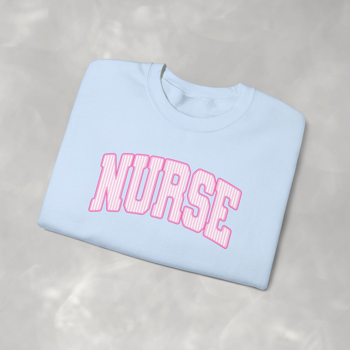 Pink Striped Varsity Nurse Gildan Unisex Heavy Blend™ Crewneck Sweatshirt for RN, LPN, GN, Student Nurse