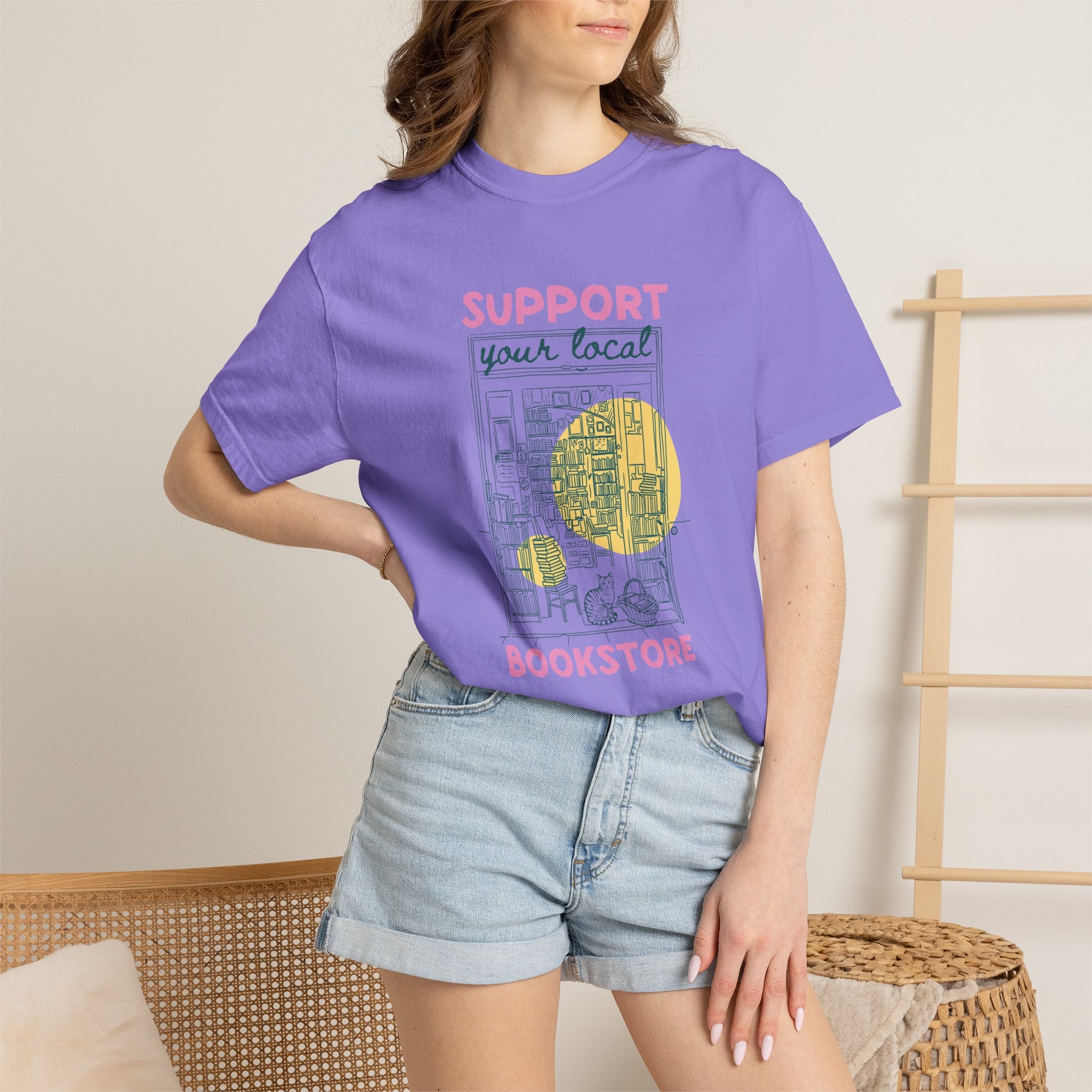 Support Your Local Book Store, Book, Reading Lover Comfort Colors Tee
