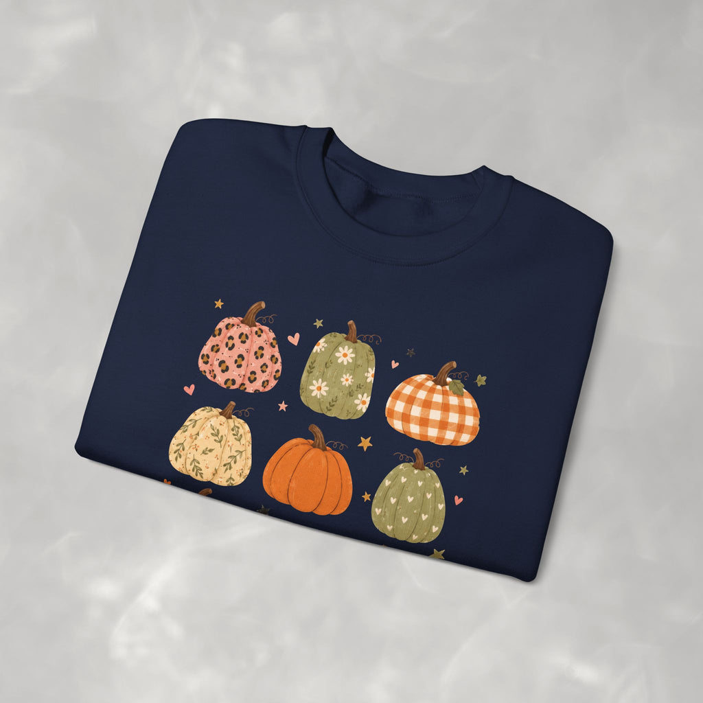 Whimsical Autumn Pumpkins Gildan Unisex Heavy Blend™ Crewneck Sweatshirt for Fall, Thanksgiving