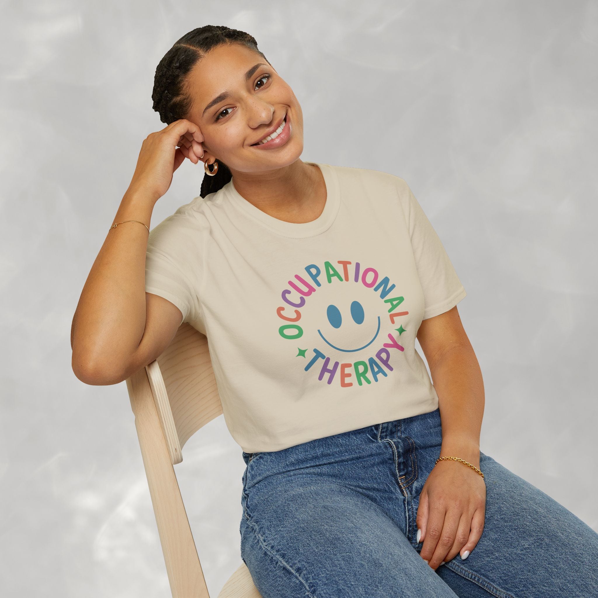 Occupational Therapy, Cute Playful Smile, OT, COTA Unisex Softstyle T-Shirt