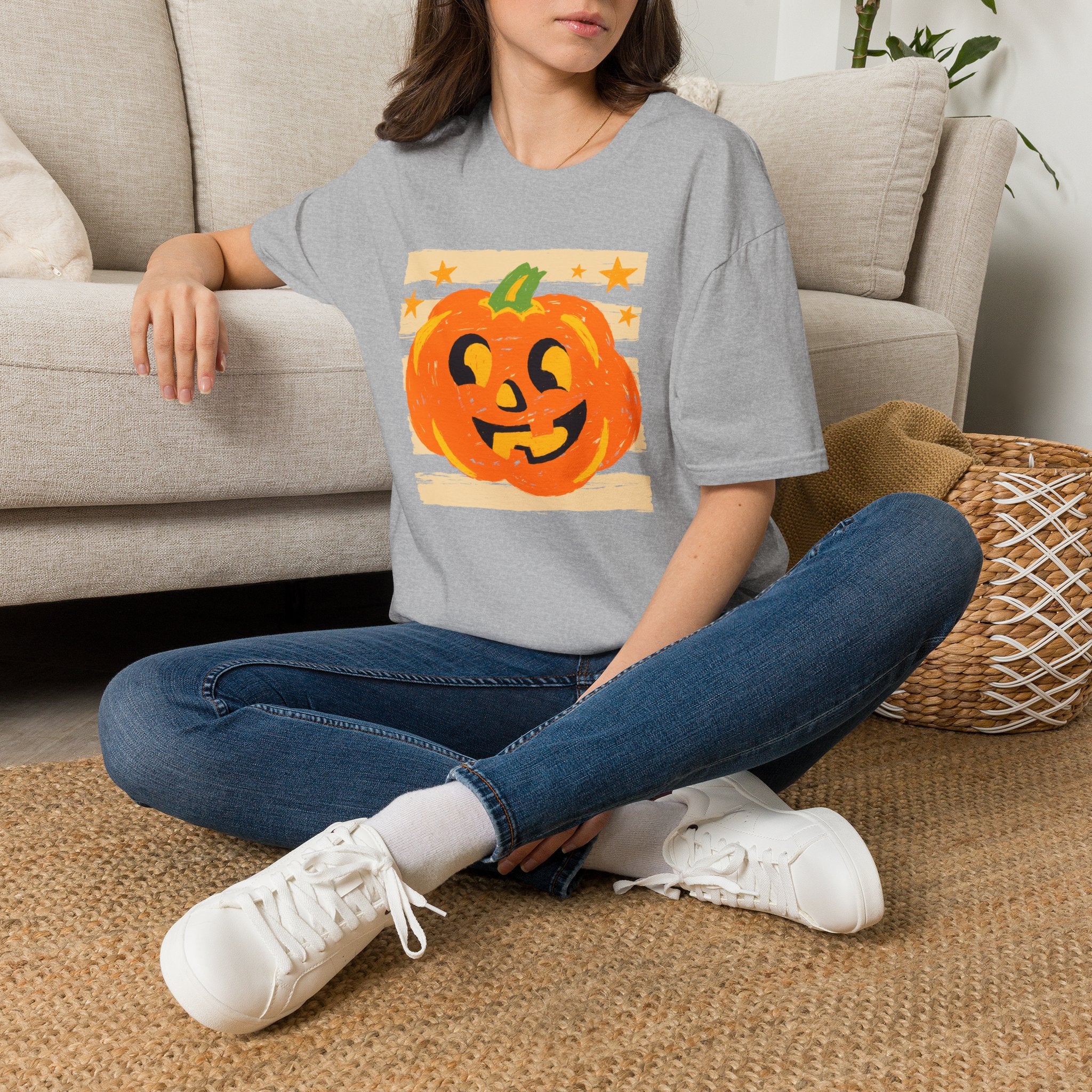 Happy Jack-O-Lantern, Striped Halloween Gildan Unisex Softstyle T-Shirt