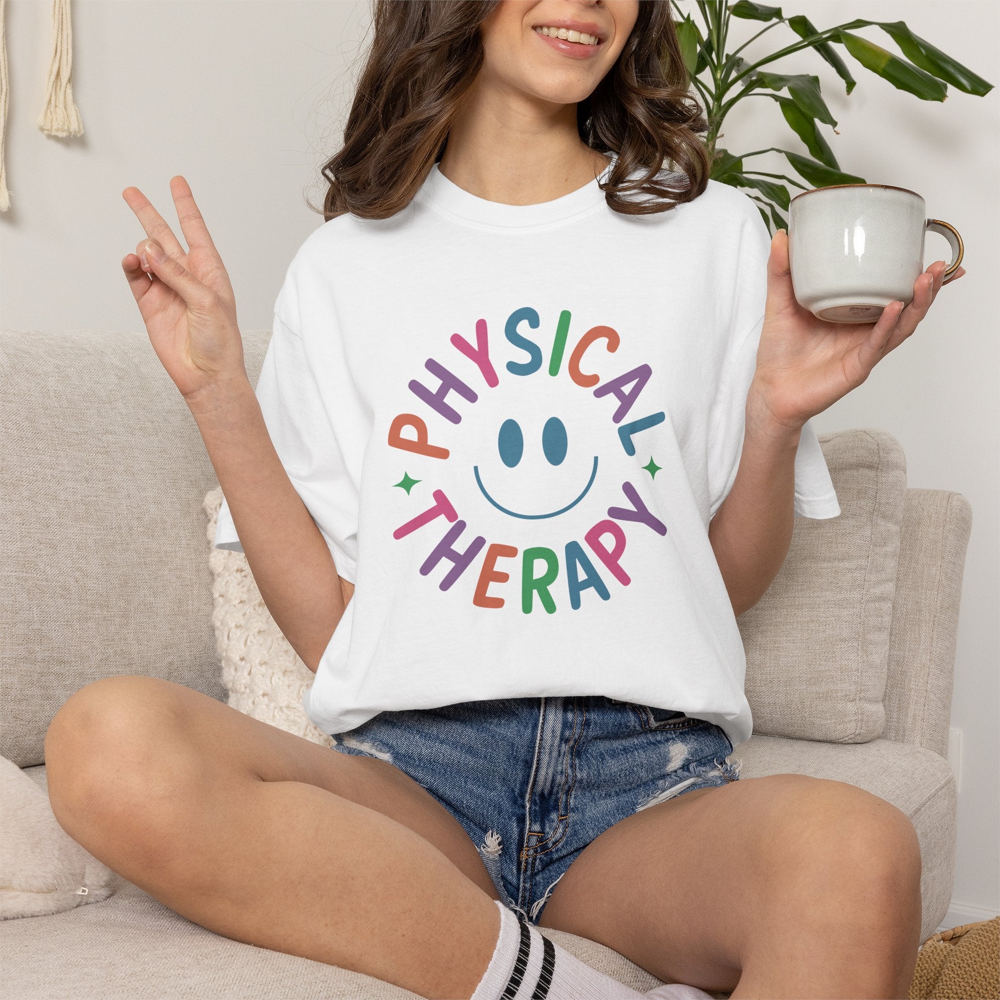 Physical Therapy, Cute Playful Smile, PT, PTA Unisex Comfort Colors Tee