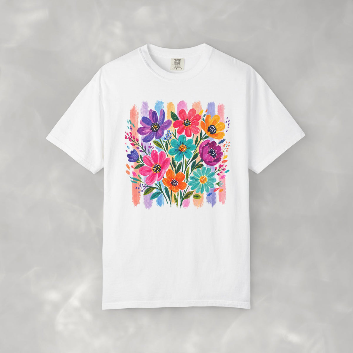 Boho Floral Stripes Comfort Colors Tee