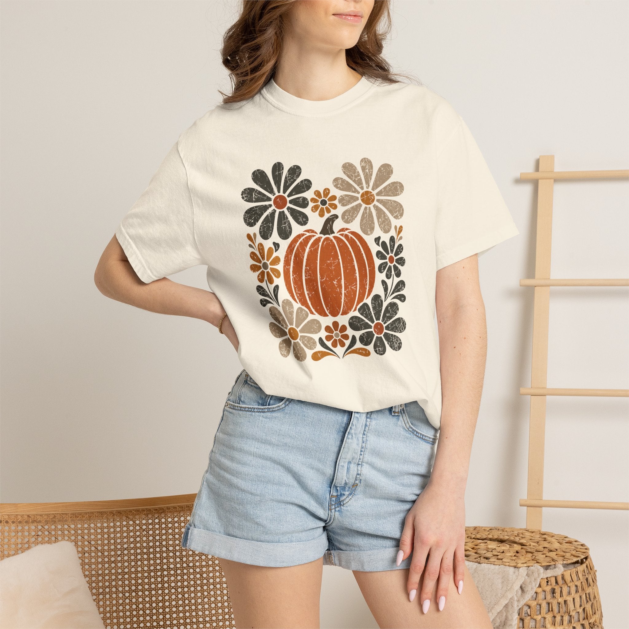 Retro Fall, Autumn Pumpkin Comfort Colors Tee