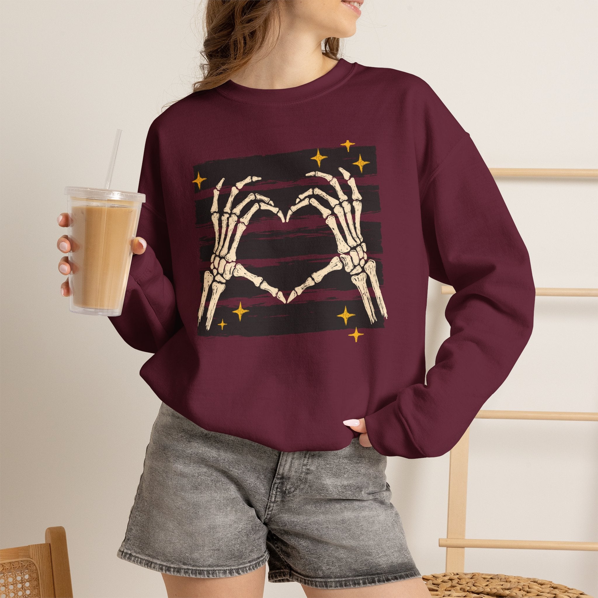 Spooky Skeleton Hands, Cute Halloween Unisex Heavy Blend™ Crewneck Sweatshirt