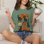 Spooky Black Cats and Jack-O-Lanterns, Unisex Comfort Colors Tee