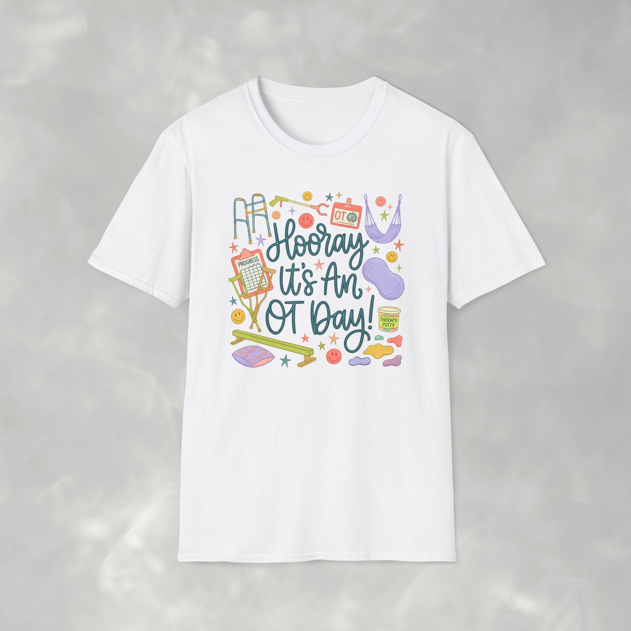 Hooray It's an OT Day, Cute, Playful, Pediatric Occupational Therapy, OTR, COTA Gildan Unisex Softstyle T-Shirt