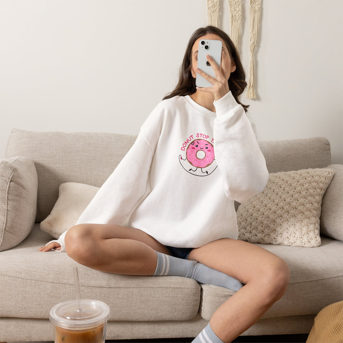 Donut Stop Trying, Funny Cute Motivational Gildan Unisex Heavy Blend™ Crewneck Sweatshirt
