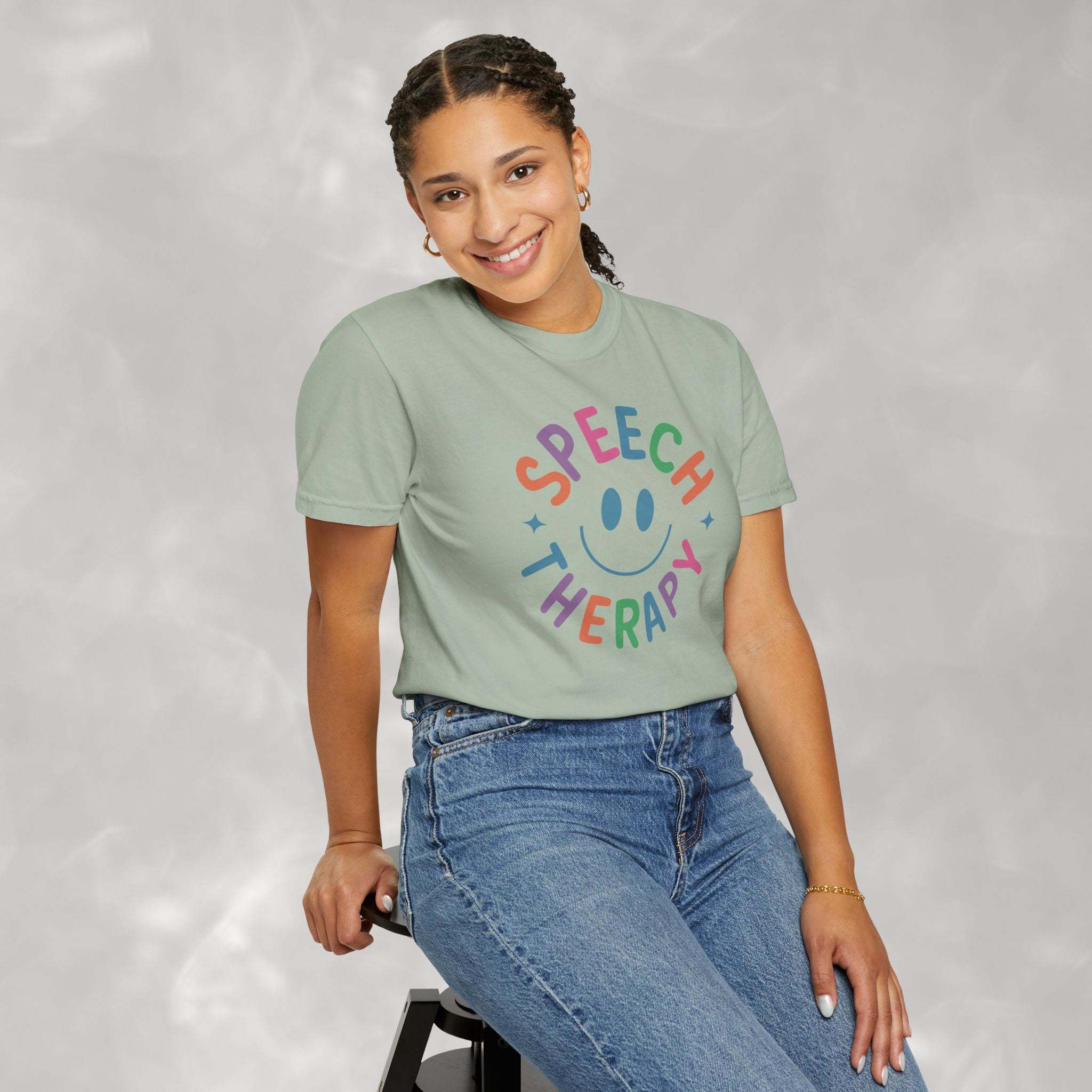 Speech Therapy, Cute Playful Smile, SLP, SLPA Comfort Colors Tee