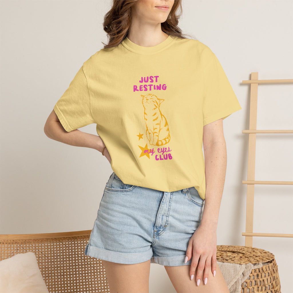 Just Resting My Eyes Club, Funny, Cat Lover Comfort Colors Tee