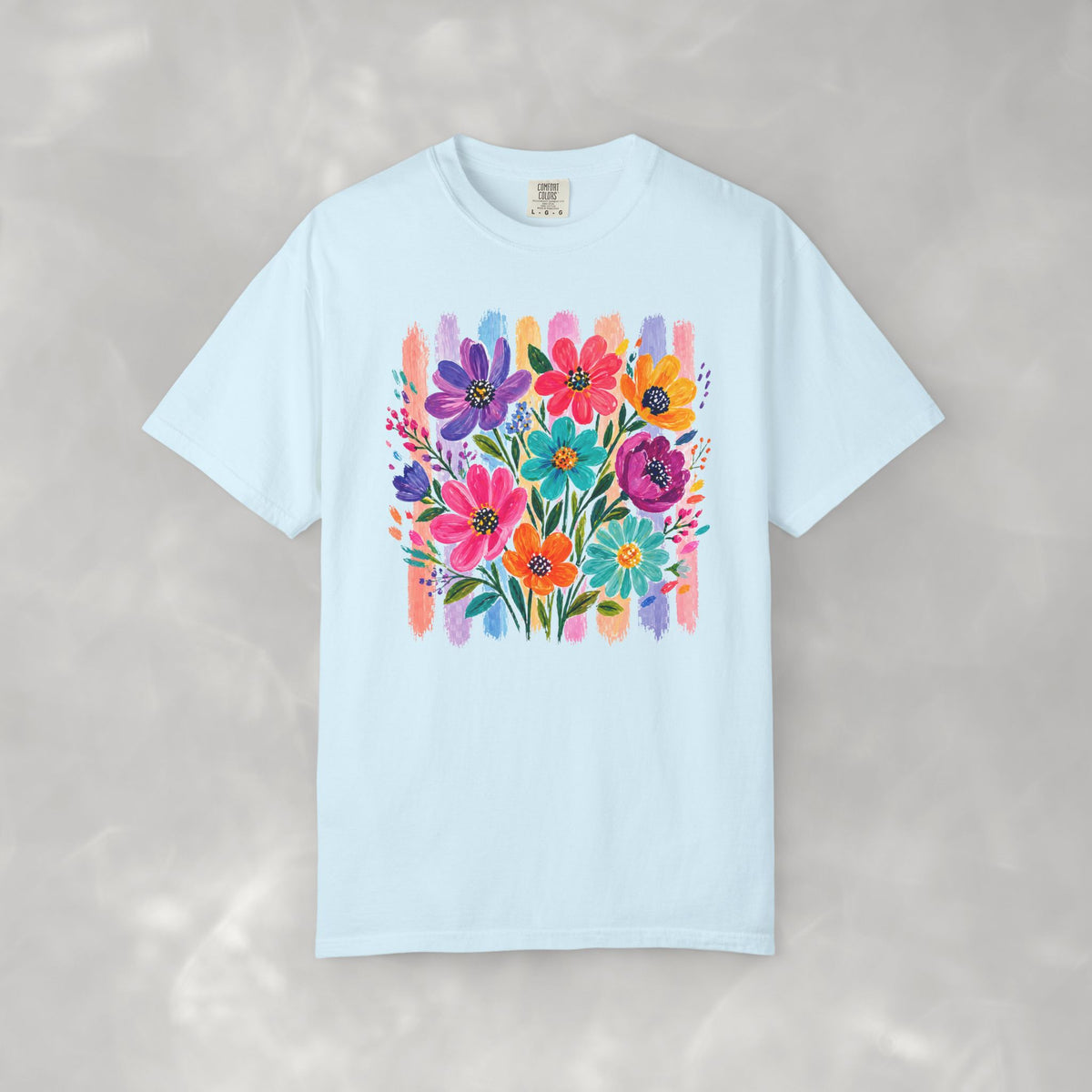 Boho Floral Stripes Comfort Colors Tee
