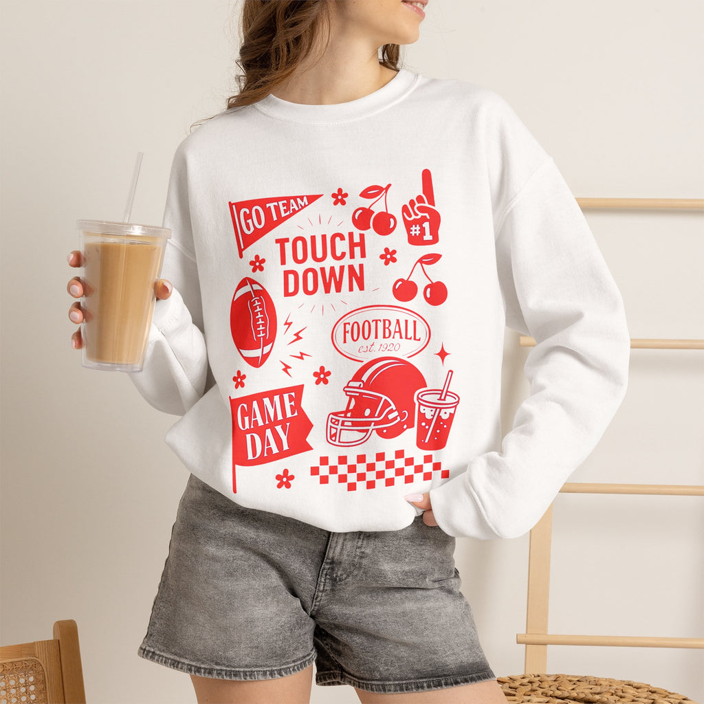 Football Season, Touchdown, Gameday, Cute Gildan Unisex Heavy Blend™ Crewneck Sweatshirt