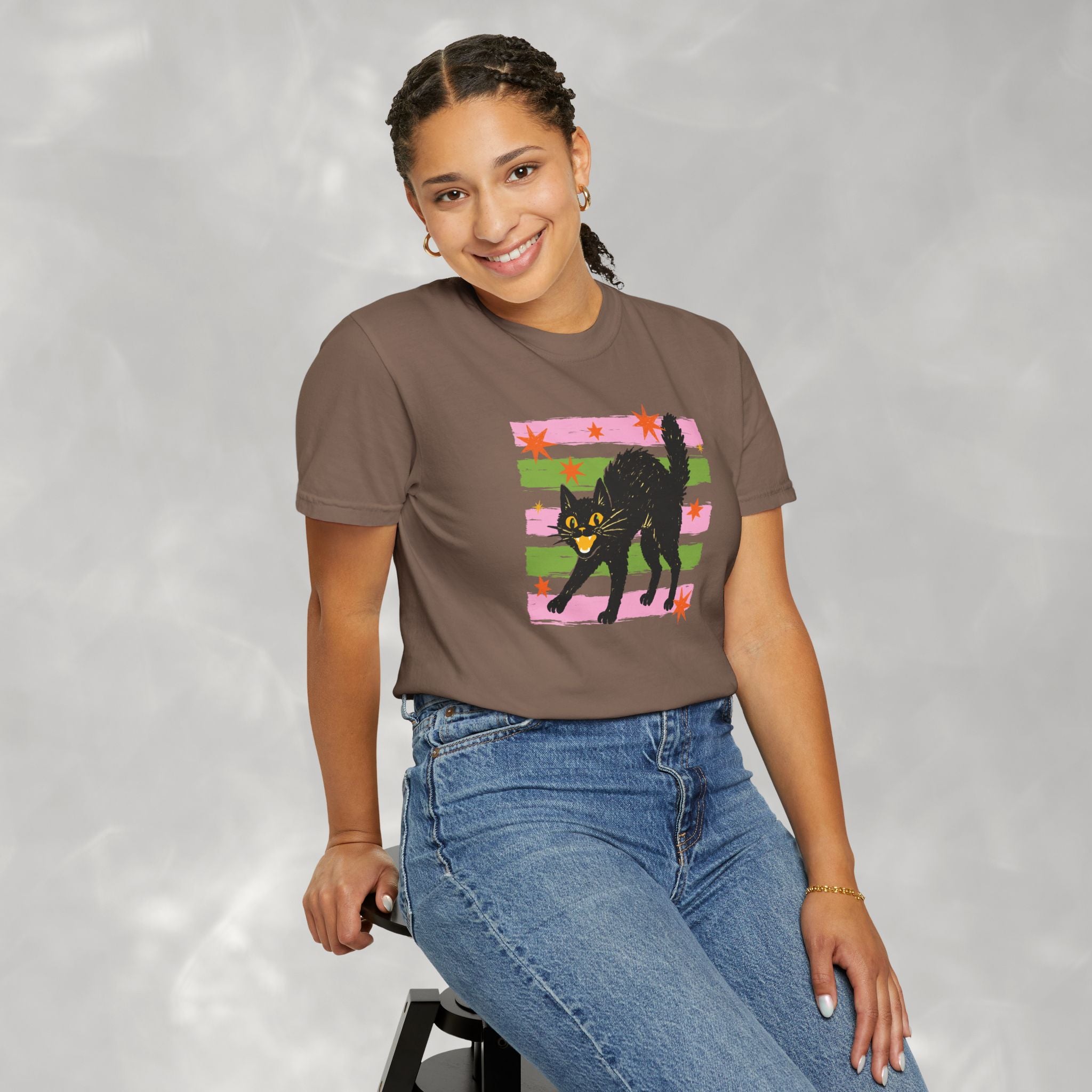 Spooky, Cute Black Cat, Halloween Comfort Colors Tee Unisex