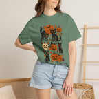 Spooky Black Cats and Jack-O-Lanterns, Unisex Comfort Colors Tee
