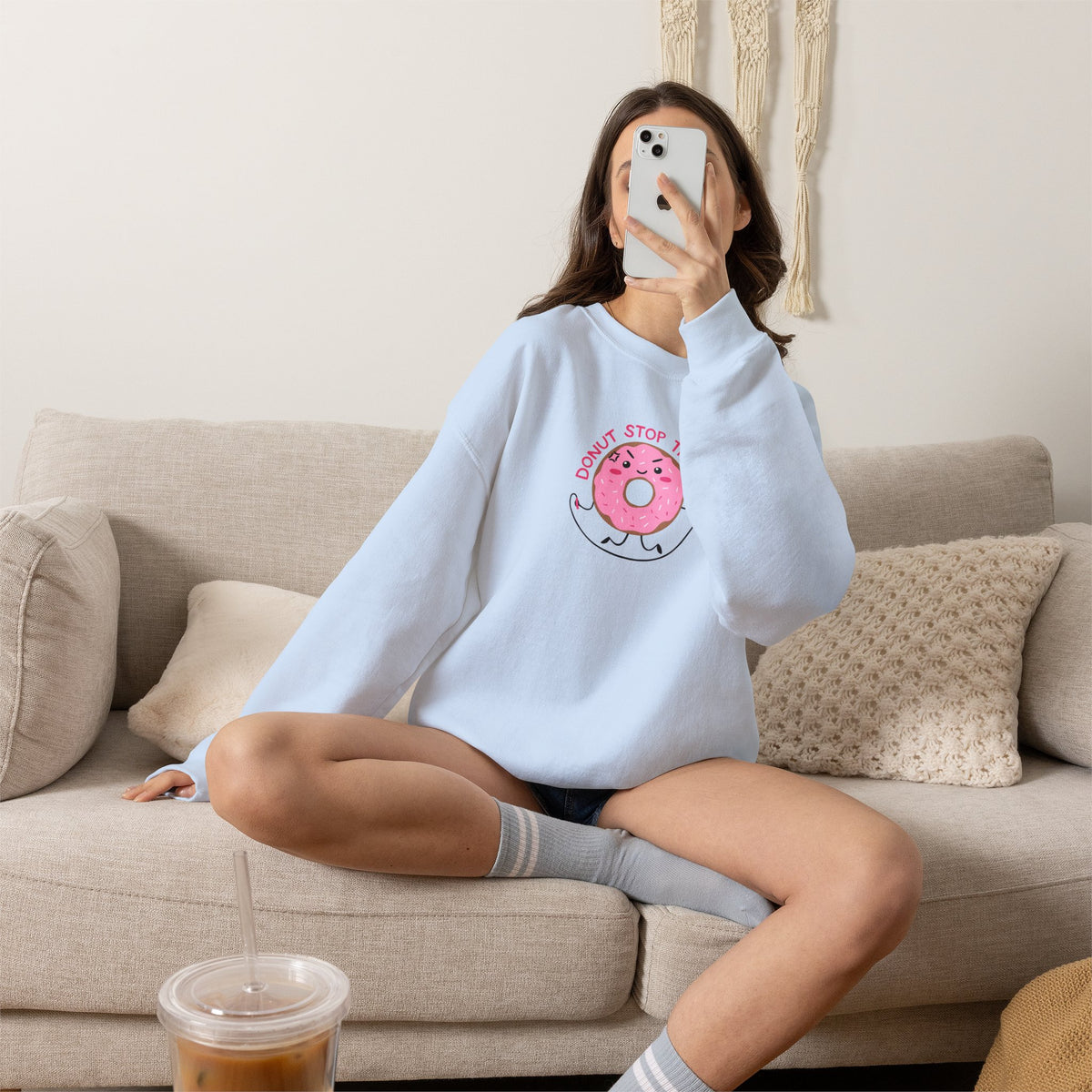 Donut Stop Trying, Funny Cute Motivational Gildan Unisex Heavy Blend™ Crewneck Sweatshirt