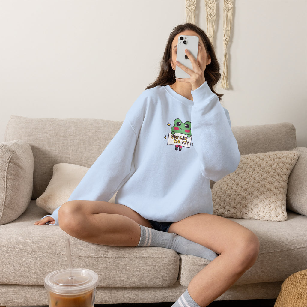 You Can Do It, Cute Motivational Frog Unisex Heavy Blend™ Crewneck Sweatshirt for OT, PT, Speech Therapist