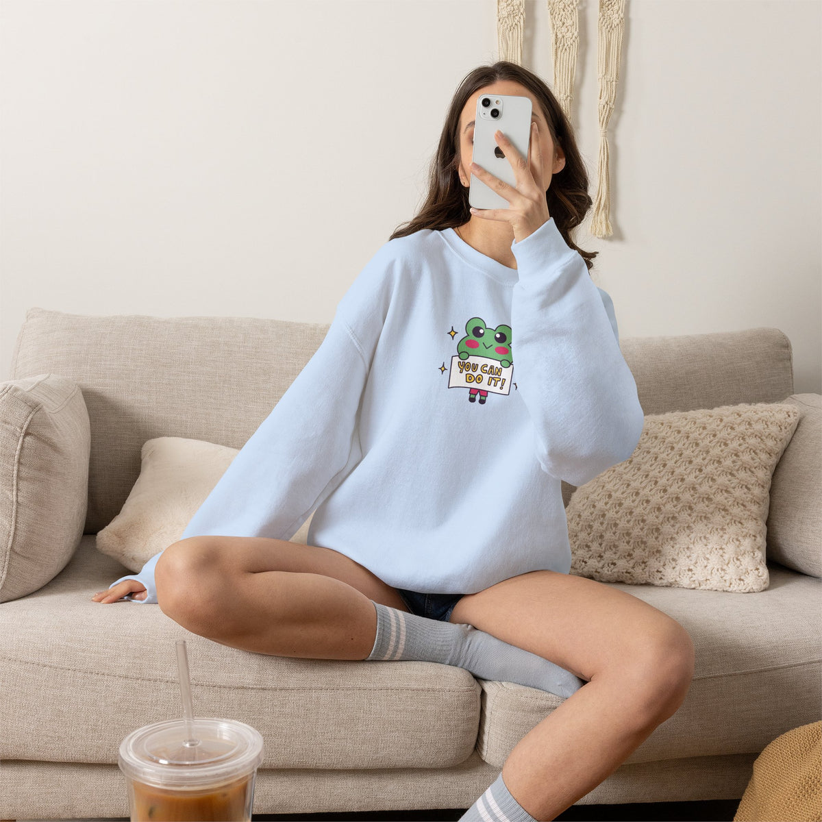 You Can Do It, Cute Motivational Frog Unisex Heavy Blend™ Crewneck Sweatshirt for OT, PT, Speech Therapist