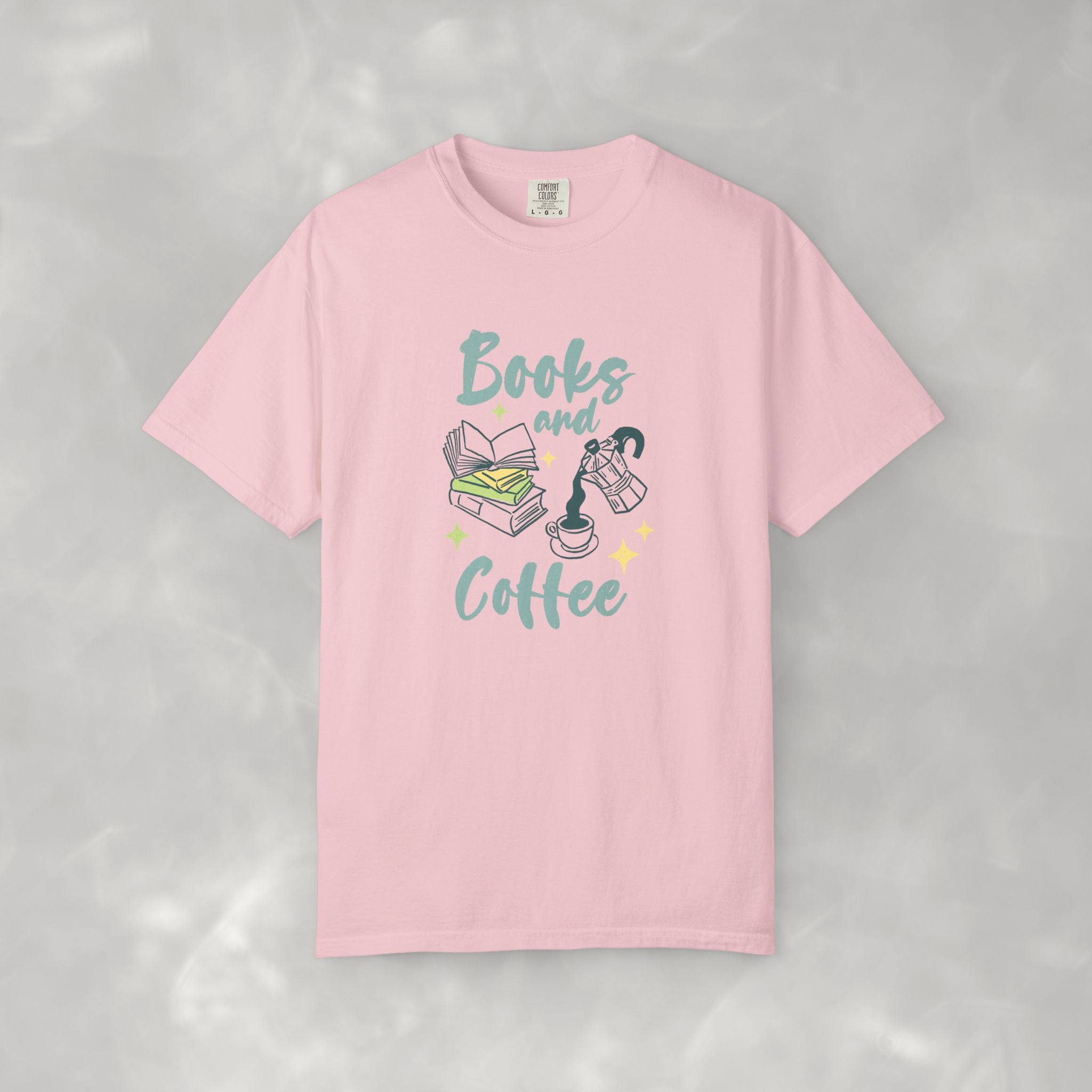 Books and Coffee, Reading, Coffee Lover Comfort Colors Tee