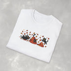 Black Cats Playing in Autum Leaves Gildan Unisex Softstyle T-Shirt