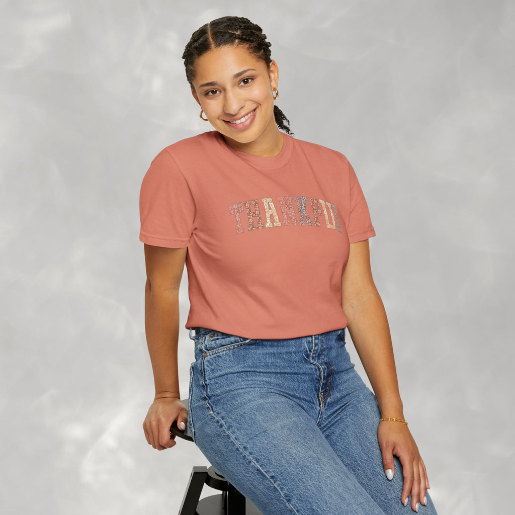 Boho Cute Thankful Comfort Colors Garment-Dyed T-shirt for Thanksgiving