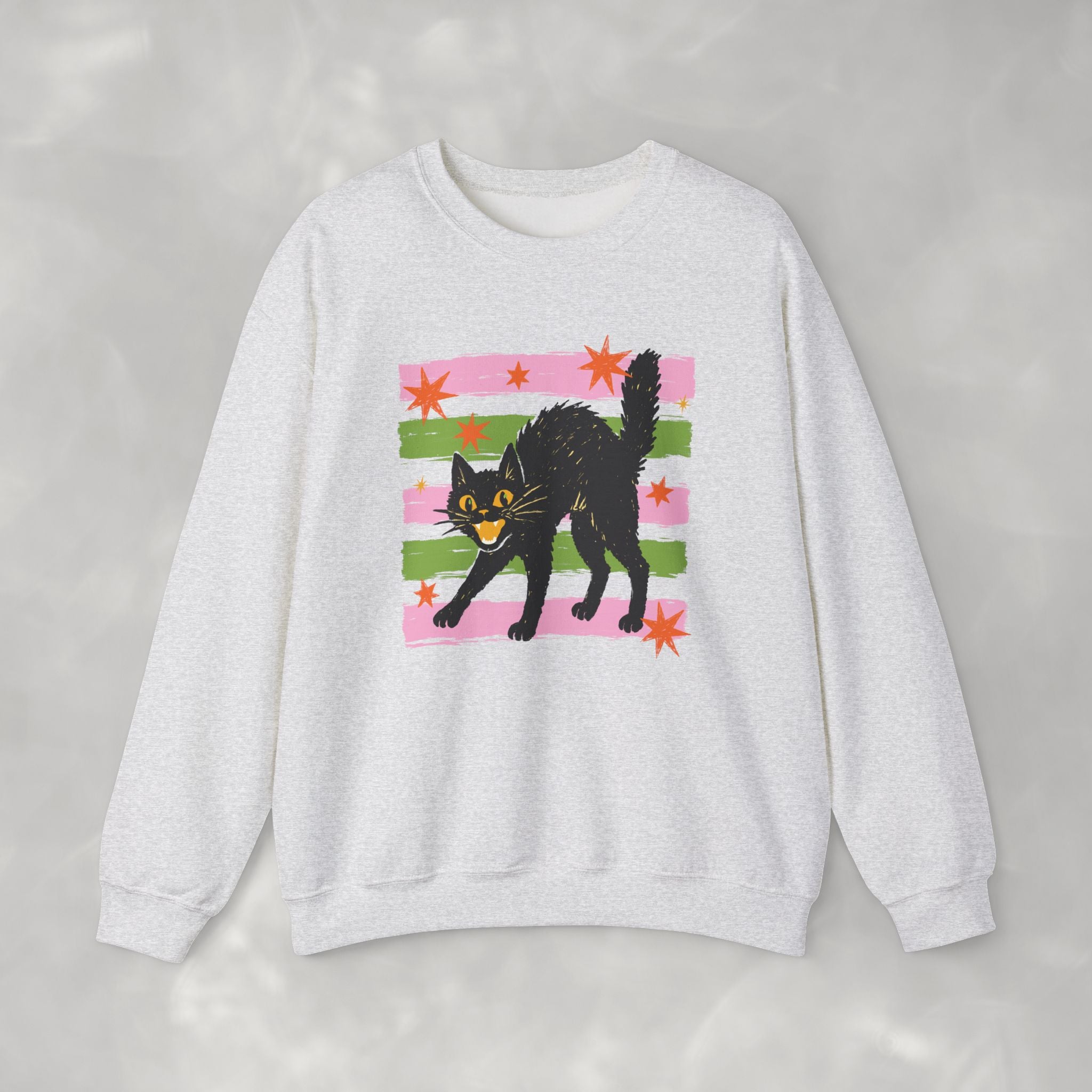 Spooky, Cute Black Cat, Halloween, Gildan Unisex Heavy Blend™ Crewneck Sweatshirt