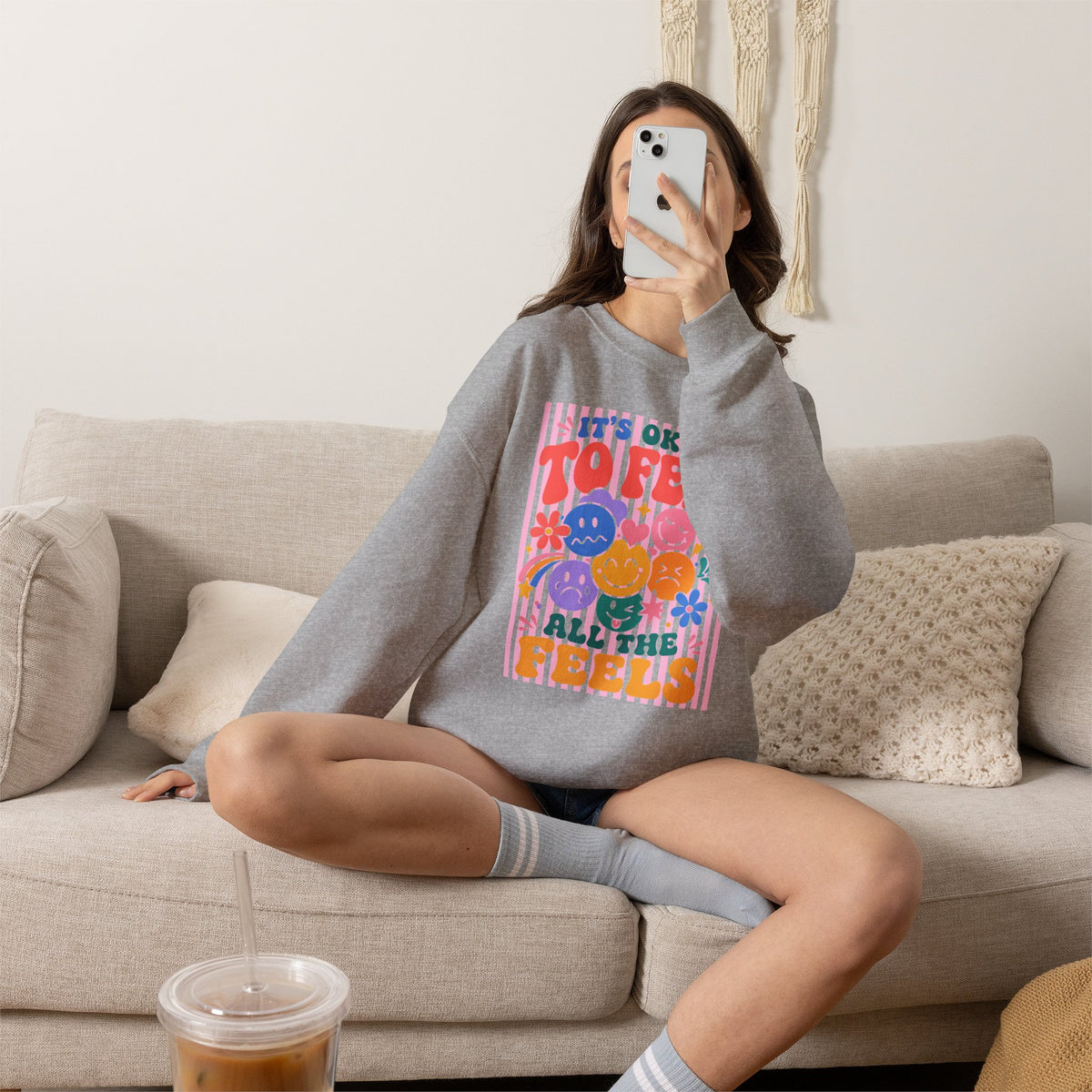 It's Okay to Feel All the Feels Gildan Unisex Heavy Blend™ Crewneck Sweatshirt for OT, PT, Speech, School Therapists