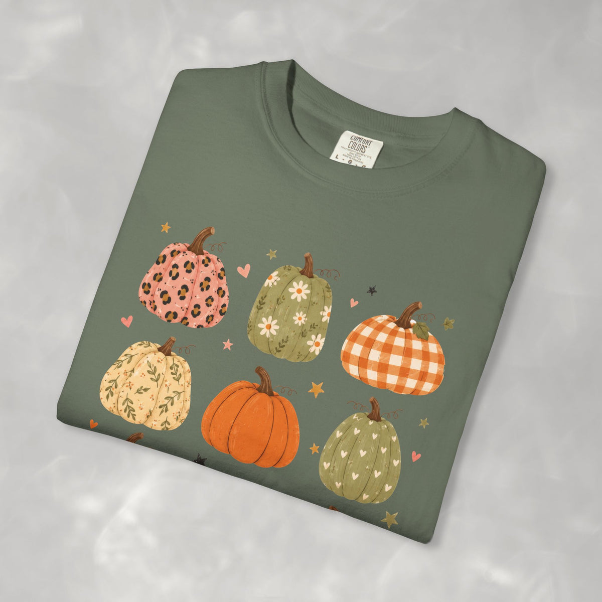 Whimsical Autumn Pumpkins Comfort Color Garment-Dyed T-shirt for Fall, Thanksgiving
