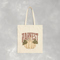 Autumn Harvest, White Pumpkin Retro, Double-Sided Cotton Canvas Tote Bag