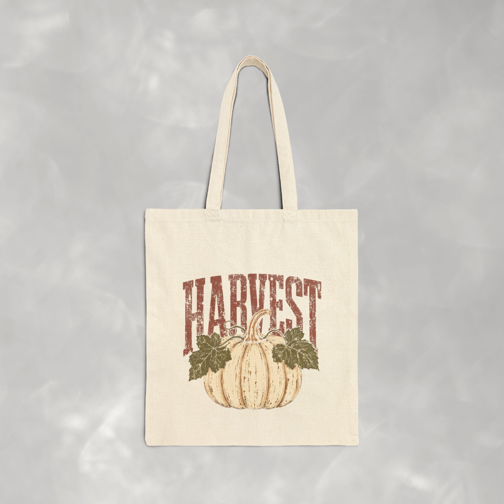 Autumn Harvest, White Pumpkin Retro, Double-Sided Cotton Canvas Tote Bag