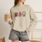 Cute Halloween Spooky Stamps with Cat, Jack-O-Lanter, Skeleton, Gildan Unisex Heavy Blend™ Crewneck Sweatshirt