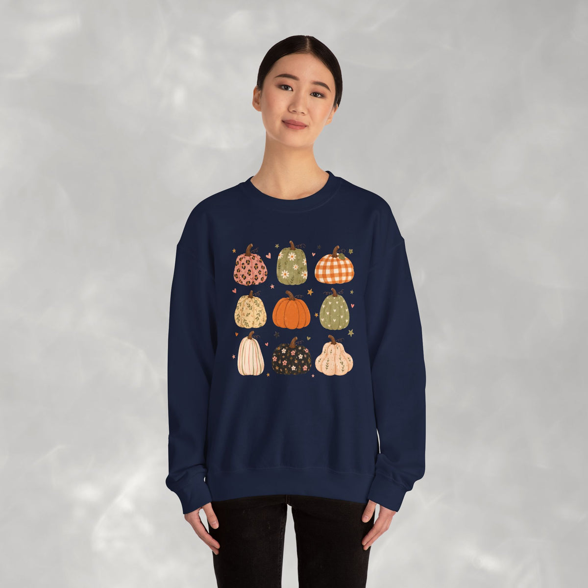 Whimsical Autumn Pumpkins Gildan Unisex Heavy Blend™ Crewneck Sweatshirt for Fall, Thanksgiving