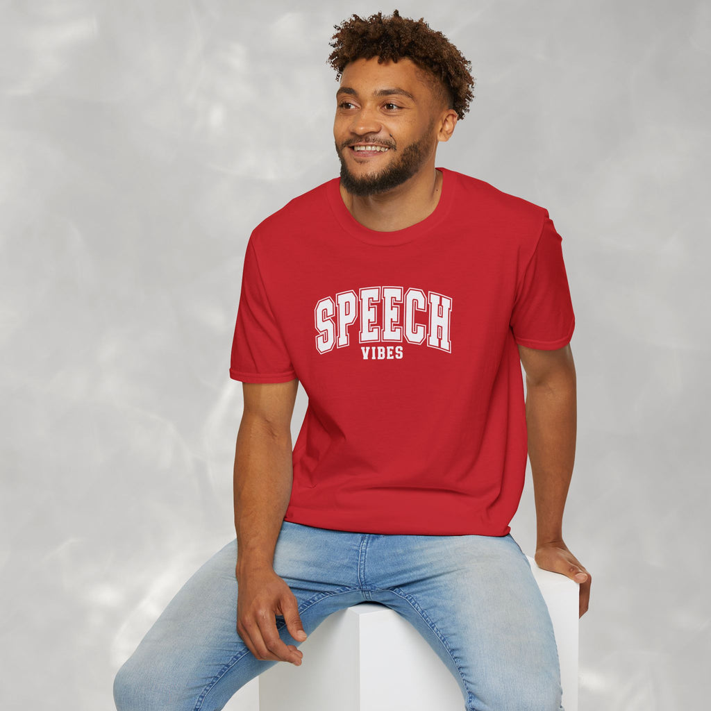 Speech Vibes Gildan Unisex Softstyle T-Shirt for SLP, SLPA, Speech Therapy