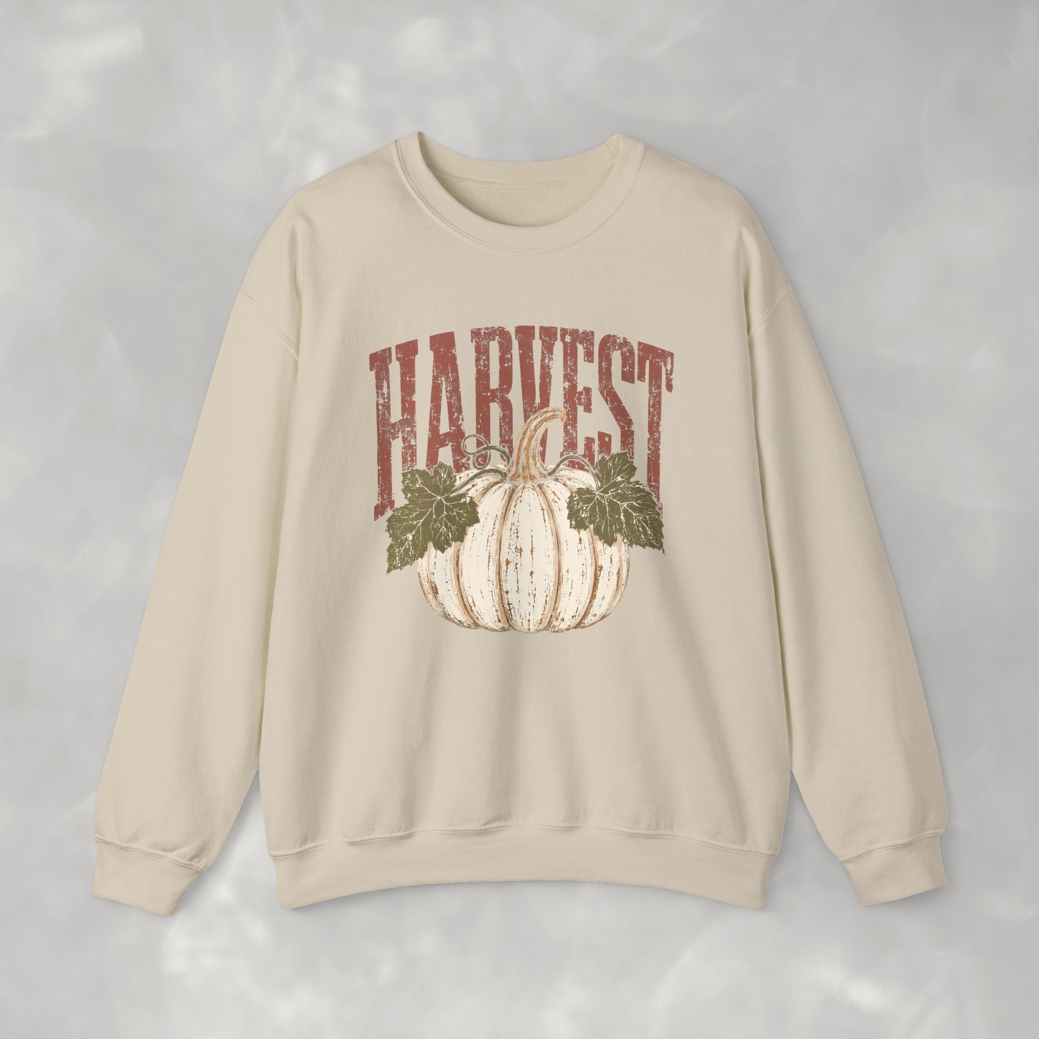 Autumn Harvest, White Pumpkin Retro Gildan Unisex Heavy Blend™ Crewneck Sweatshirt