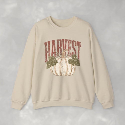 Autumn Harvest, White Pumpkin Retro Gildan Unisex Heavy Blend™ Crewneck Sweatshirt