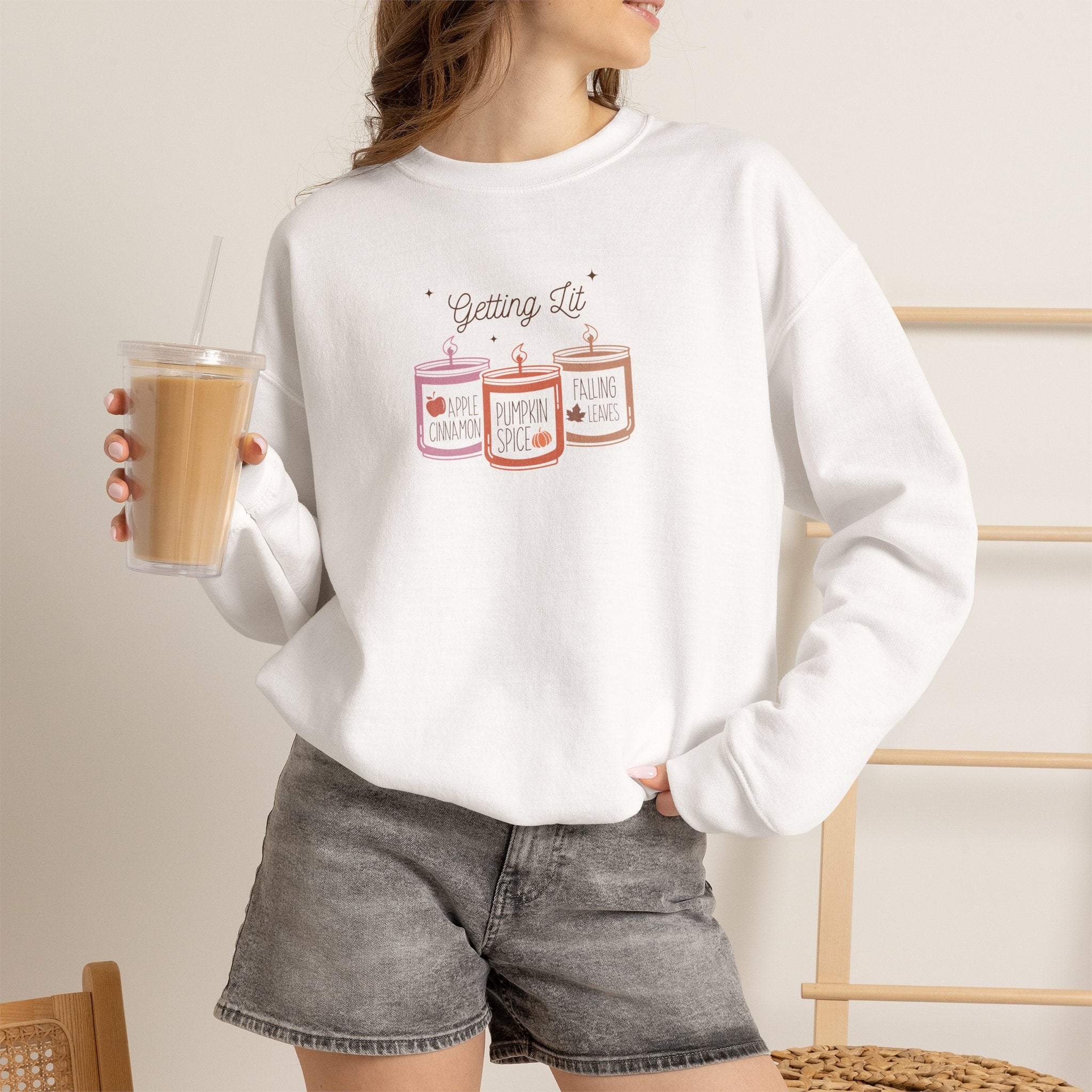 Getting Lit Funny Fall Candle Gildan Unisex Heavy Blend™ Crewneck Sweatshirt
