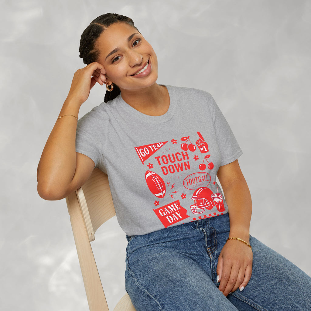 Football Season, Touchdown, Gameday, Cute Gildan Unisex Softstyle T-Shirt