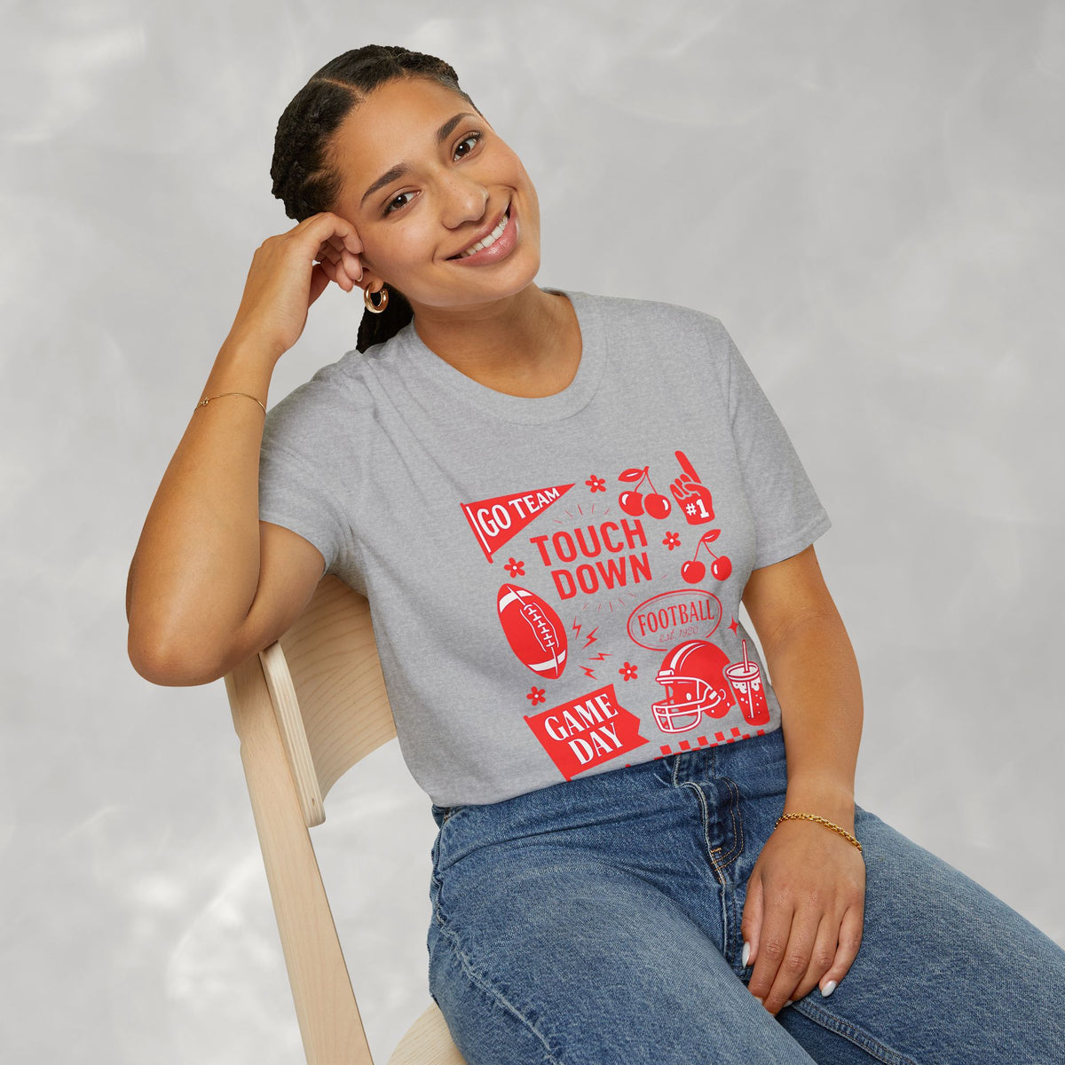 Football Season, Touchdown, Gameday, Cute Gildan Unisex Softstyle T-Shirt