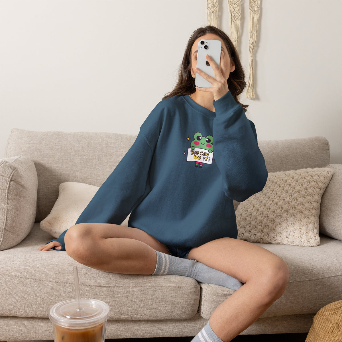 You Can Do It, Cute Motivational Frog Unisex Heavy Blend™ Crewneck Sweatshirt for OT, PT, Speech Therapist